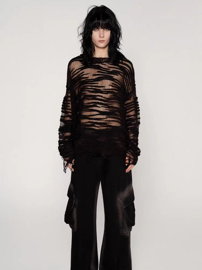 Textured Slub Wool Knit Sweater