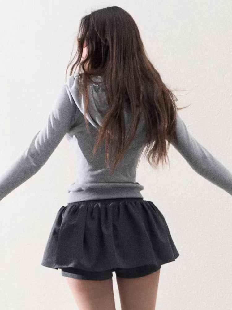 Drawstring Bubble Mini Skirt