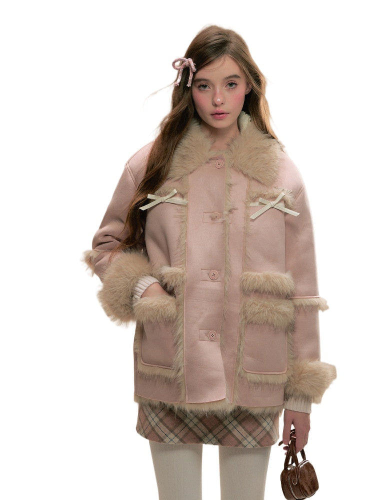 Pink Cedar Faux Fur Coat