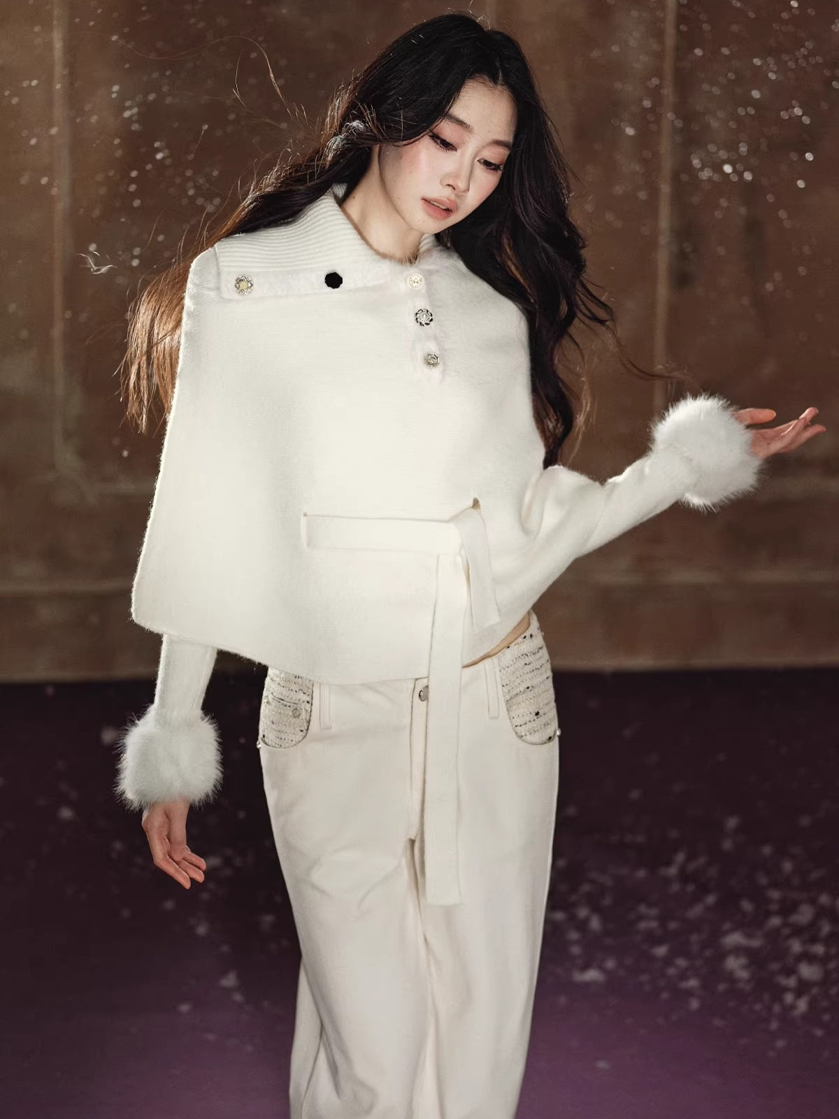 Stud-Detail Straight-Leg Flared Wide Pants