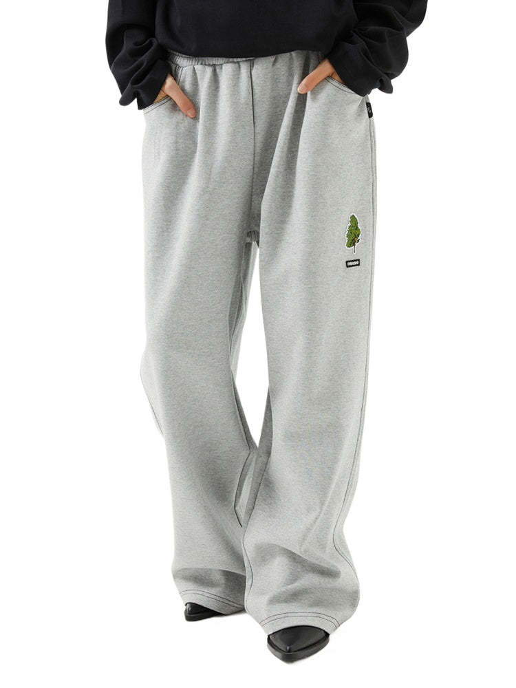 Gray Loose Straight-Leg Denim Sweatpants