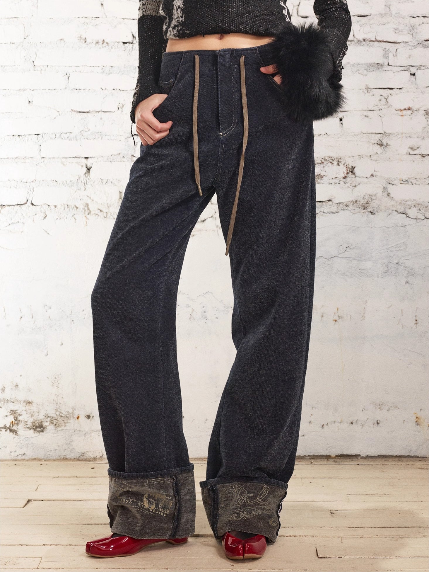 Vintage Washed Straight-Leg Denim Pants