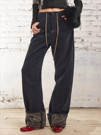 Vintage Washed Straight-Leg Denim Pants