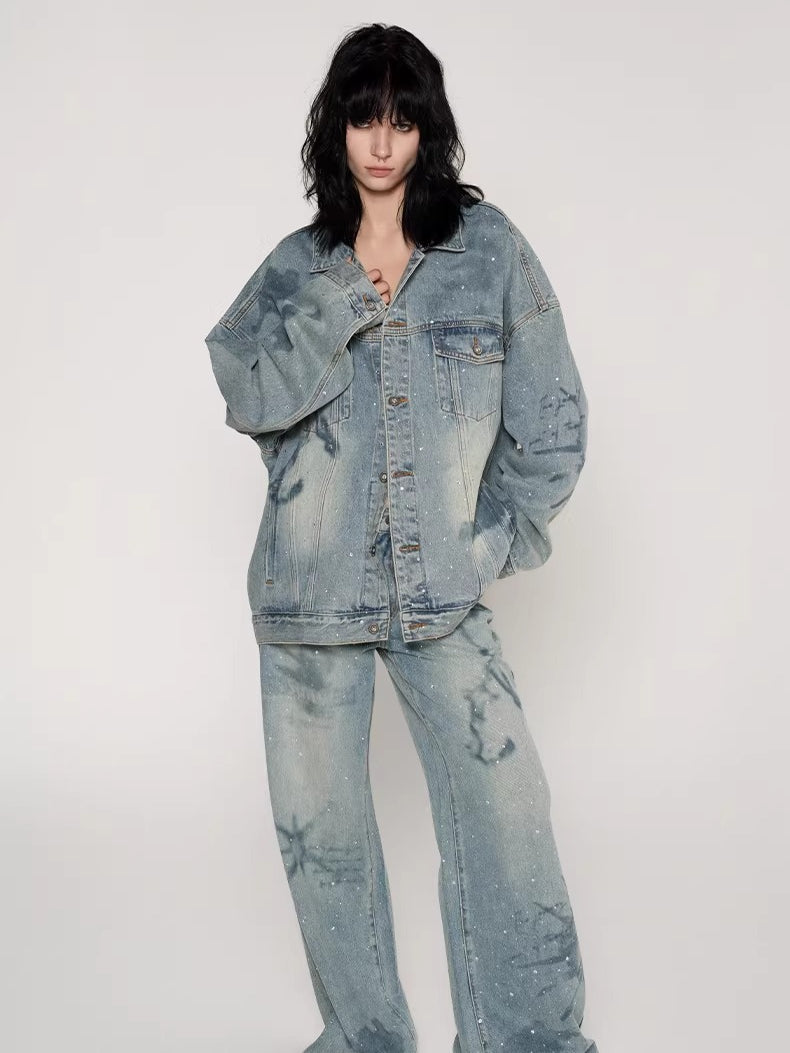 Nautical Map Straight-Leg Denim Jeans