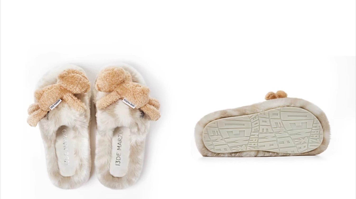 Logo Furry Plush Slipper