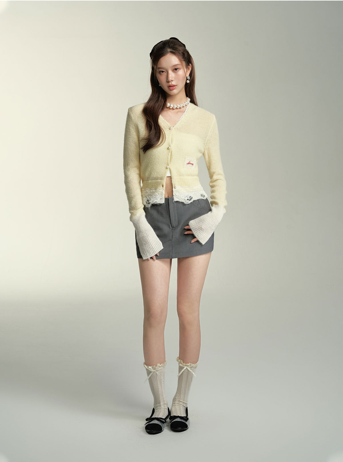 Light Yellow Lace Knit Cardigan - CHINASQUAD