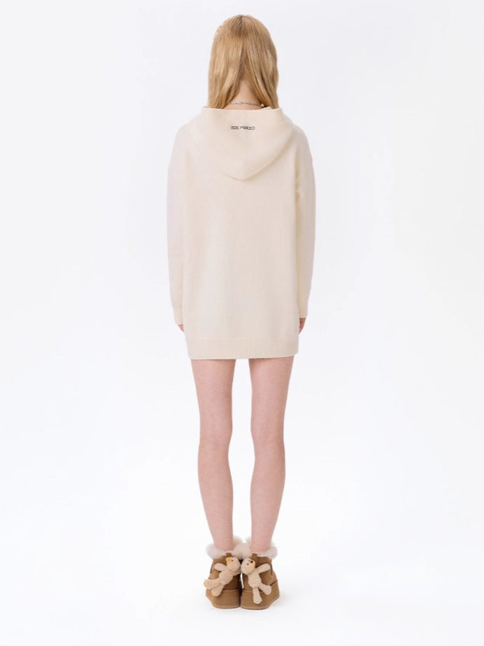 Hooded Knit Midi Dress Sweater