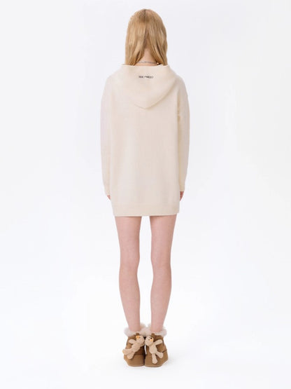 Hooded Knit Midi Dress Sweater