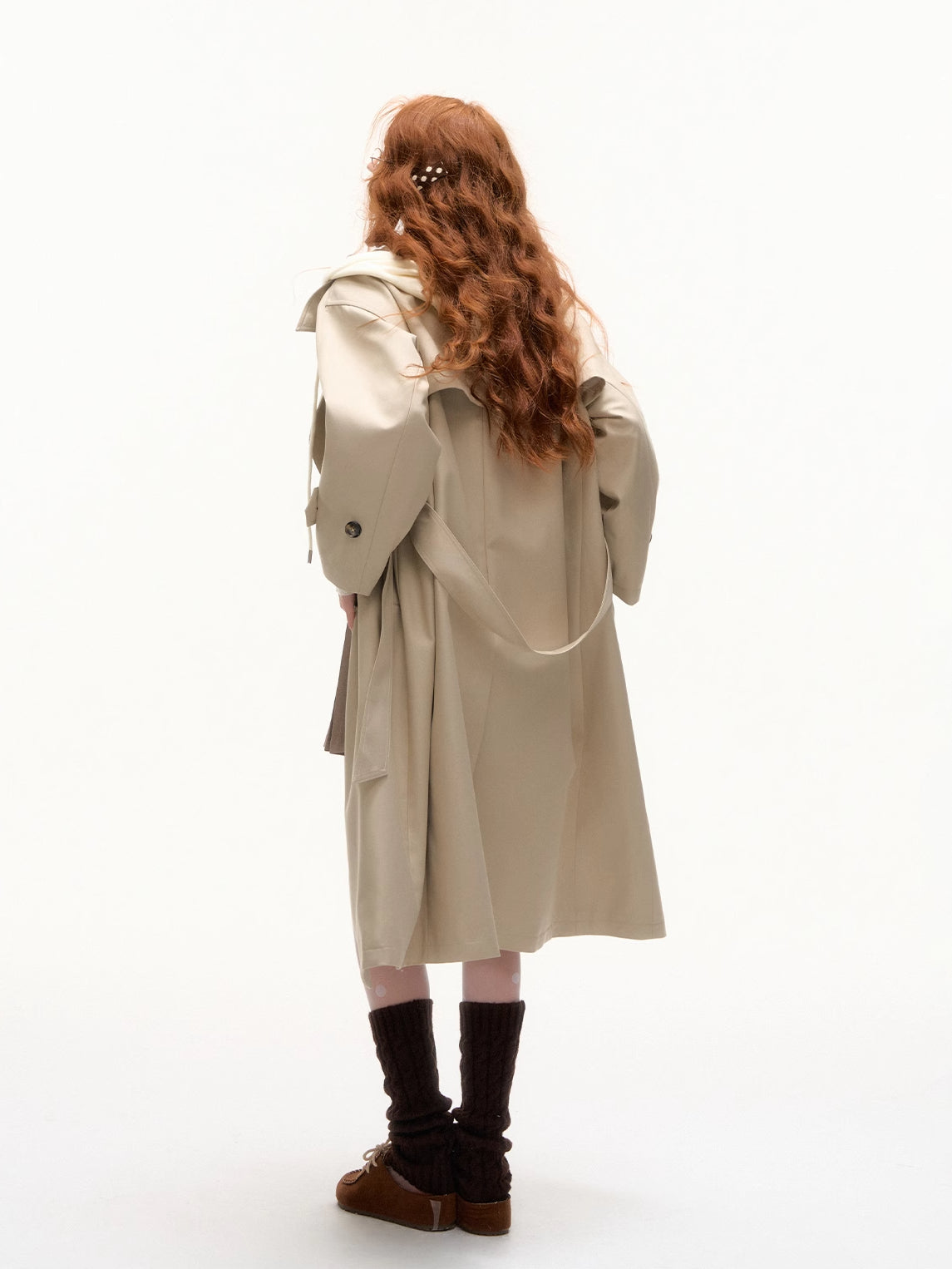 Layered Hooded Trench Coat