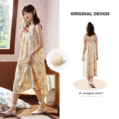 Apricot Cotton Strap Tie Nightdress