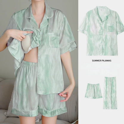 Short-sleeved Silk-like Home Loungewear Set