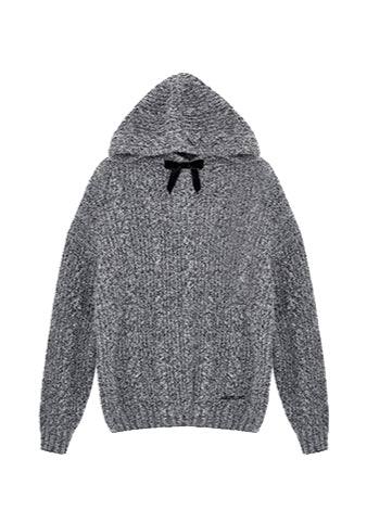 Bow-Tie Hooded Knit Hoodies