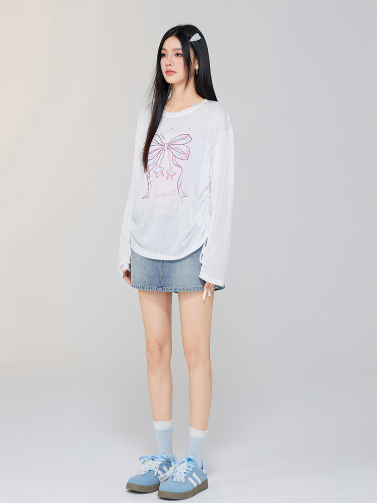 Bow-knot Tencel Sunscreen T-shirt