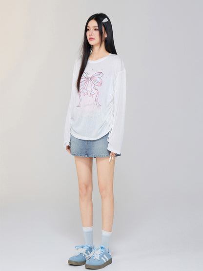 Bow-knot Tencel Sunscreen T-shirt