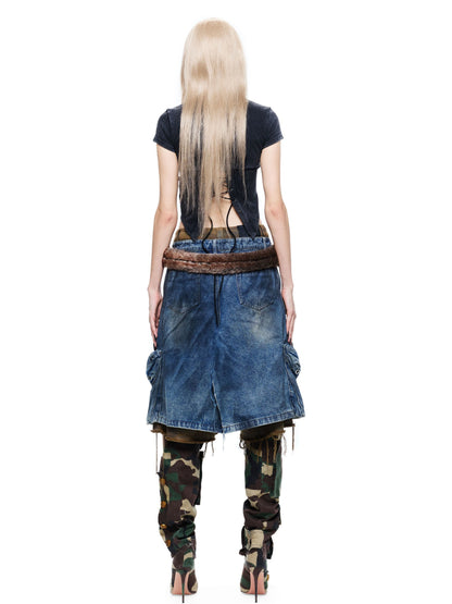 Punk Rhinestone Drawstring Tee