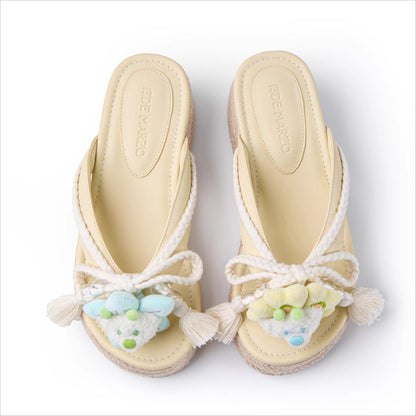 Floral Lace-Up Platform Flip slippers