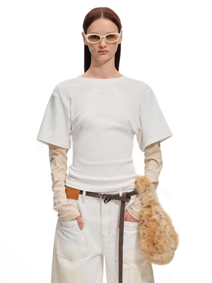 Contrast Paneled Long-Sleeve Tee