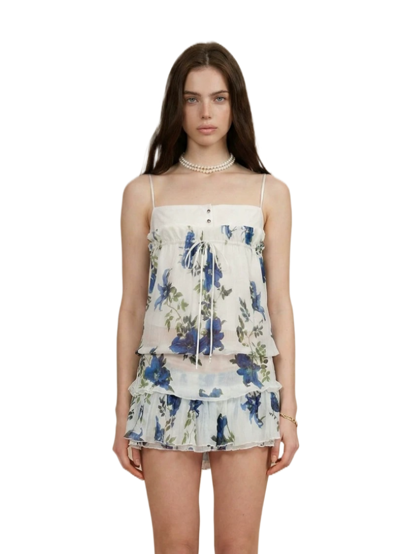 Vintage Floral Mesh Co-Ord Set NeverMore