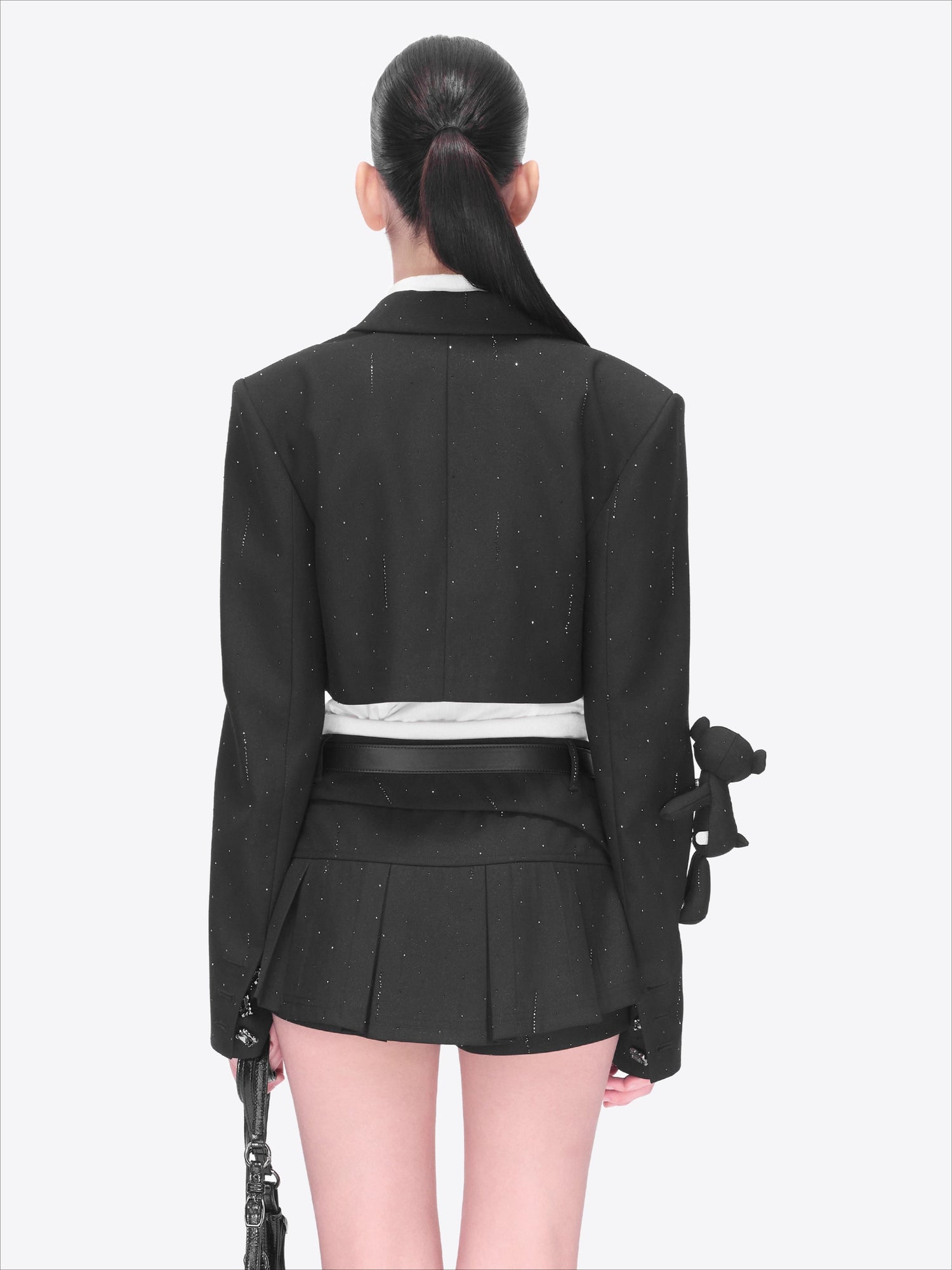 Shimmer Cropped Tailored Blazer