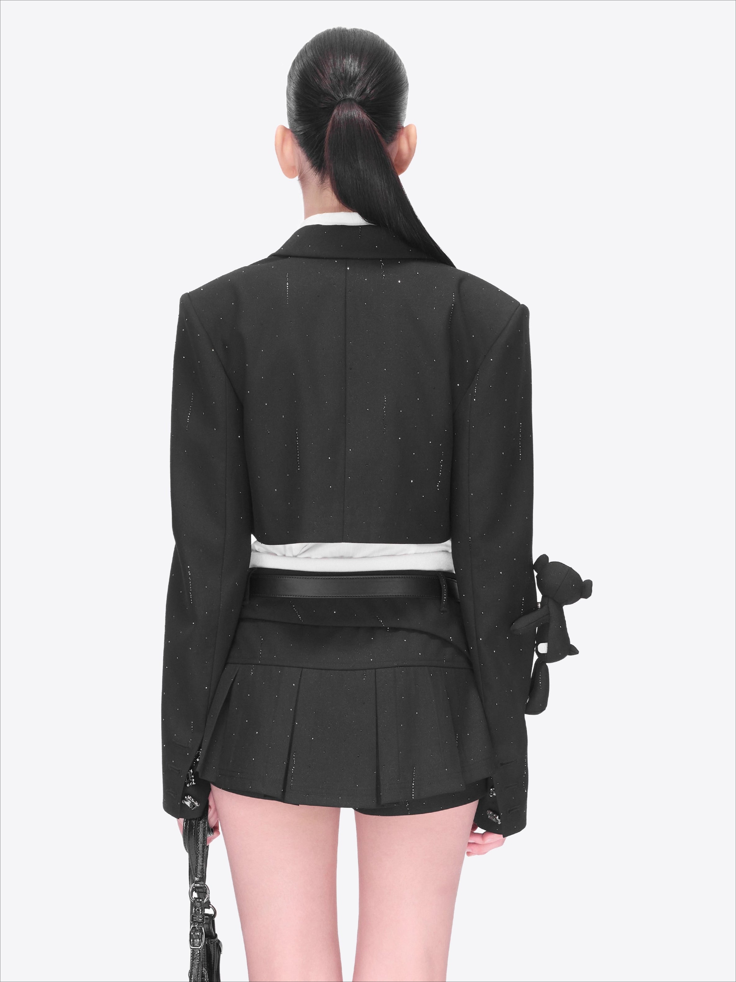 Shimmer Cropped Tailored Blazer