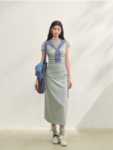 Printed Side Gathered Tie Dress - CHINASQUAD