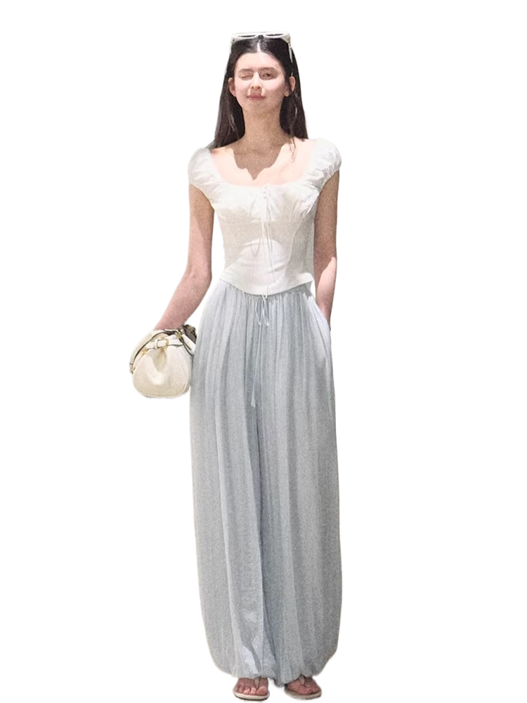 Silk-Blend Relaxed Wide-Leg Trousers