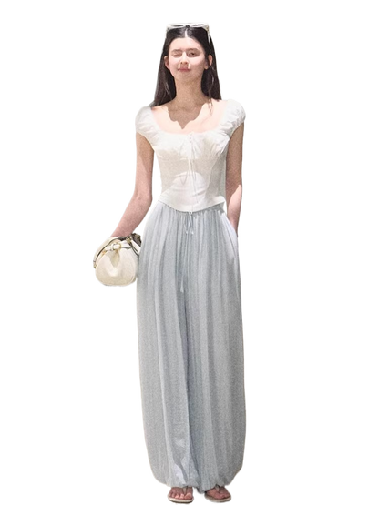 Silk-Blend Relaxed Wide-Leg Trousers