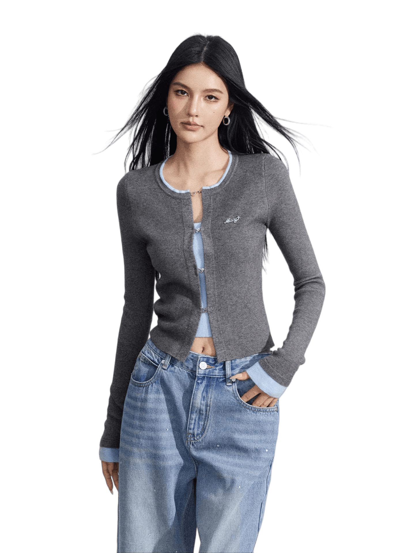 Contrast Layered Knit Slim Base Layer