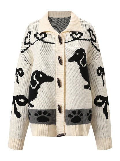 Fair Isle Toggle Knit Cardigan Sweater Jacket