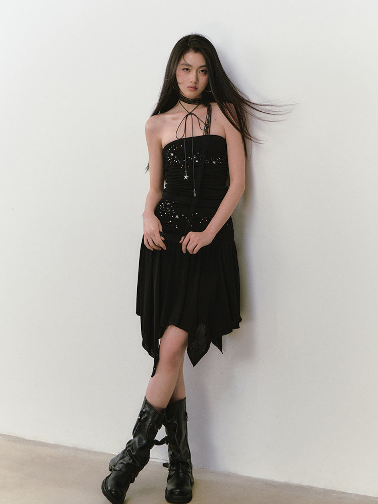 Star Beaded Ruffled Acetate Bustier