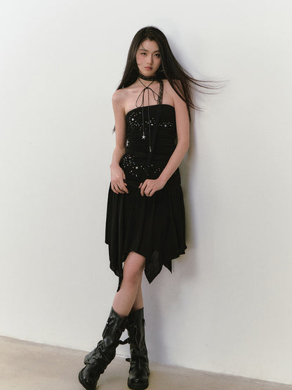 Star Beaded Ruffled Acetate Bustier