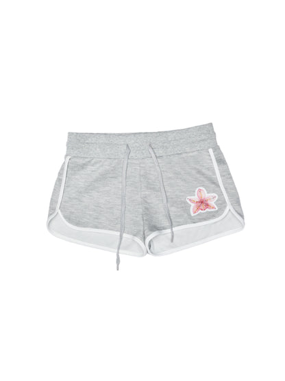 Flower Embroidered Rhinestone Sports Shorts