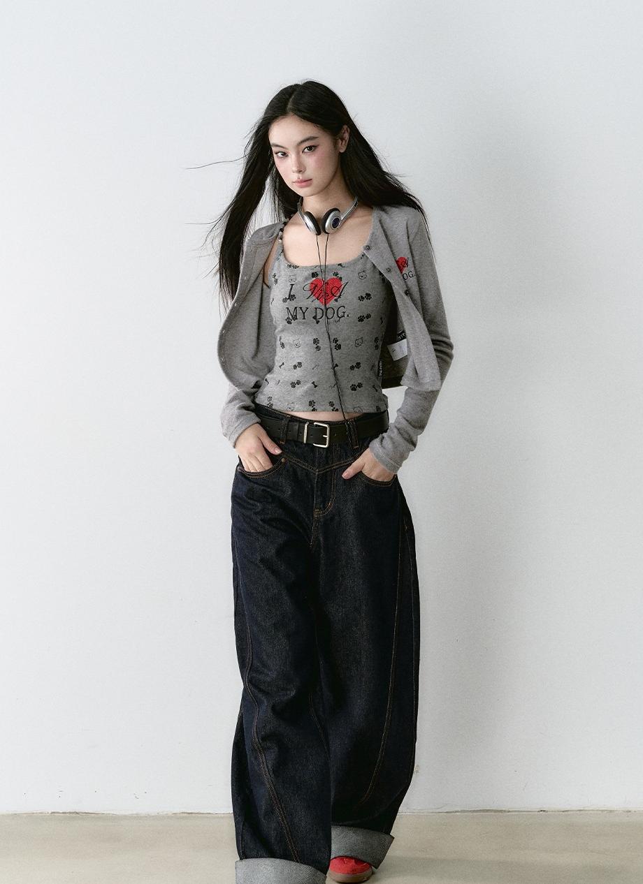 Structured Vintage-Dyed Jeans