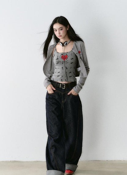 Structured Vintage-Dyed Jeans