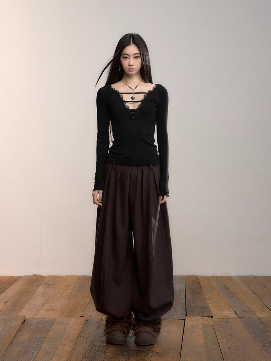 Tailored Pleated Wide-Leg Trousers
