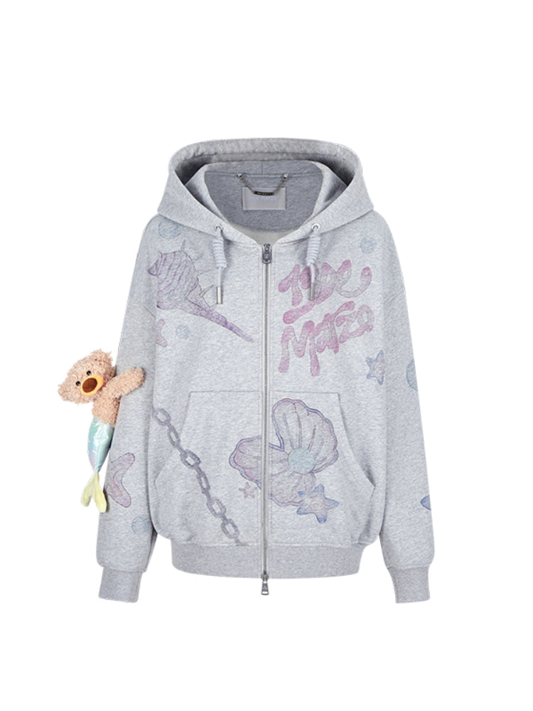 Graffiti Hooded Hoodie Zipper Jacket