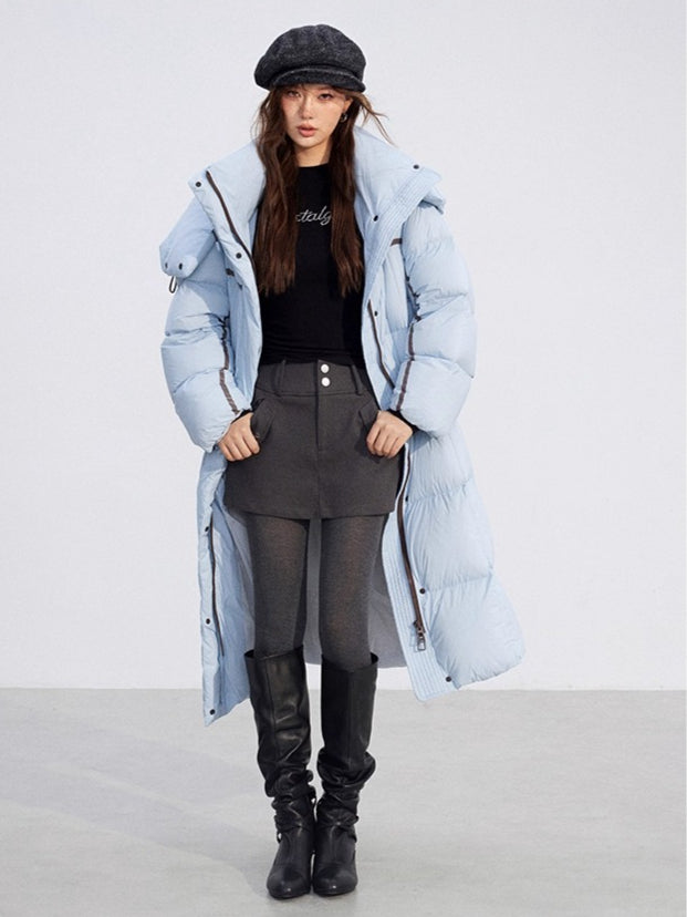 Down Hooded Longline Puffer Coat