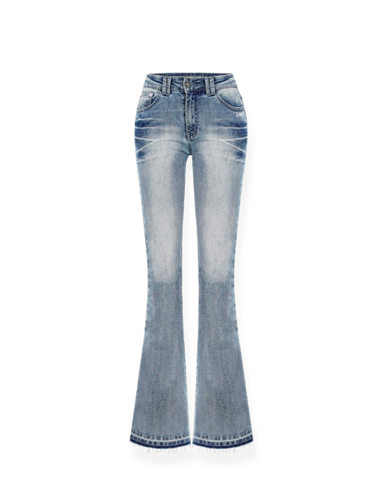 Washed Stretch Slim Flare Jeans