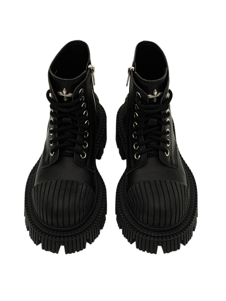 Black &amp; Silver Ripple Motorcycle Boots