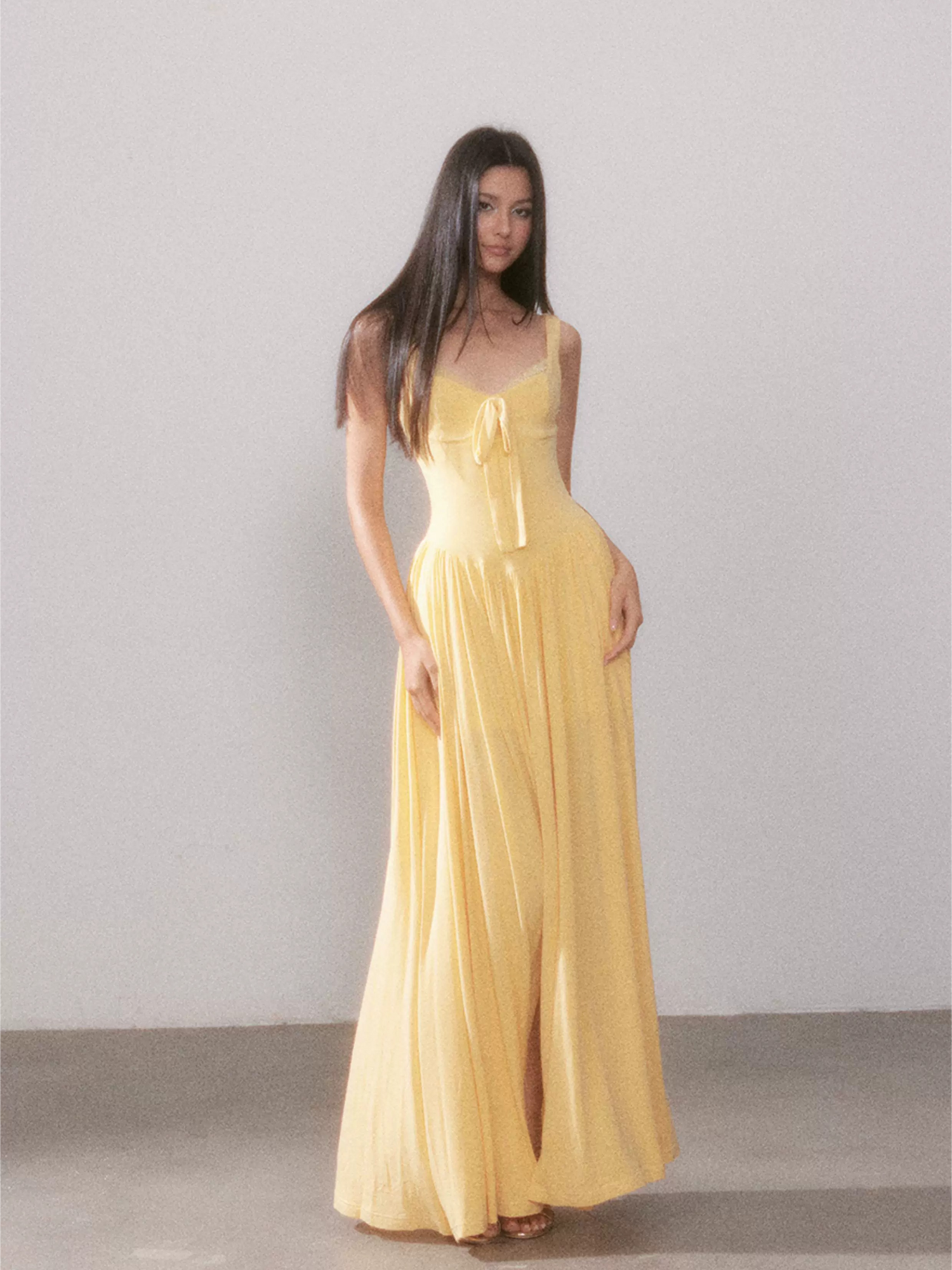 Mist Veil Muse Lace Knit Split Maxi Dress