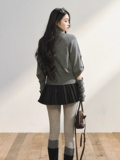 Vintage Argyle Knit Turtleneck Sweater &amp; Skirt Set
