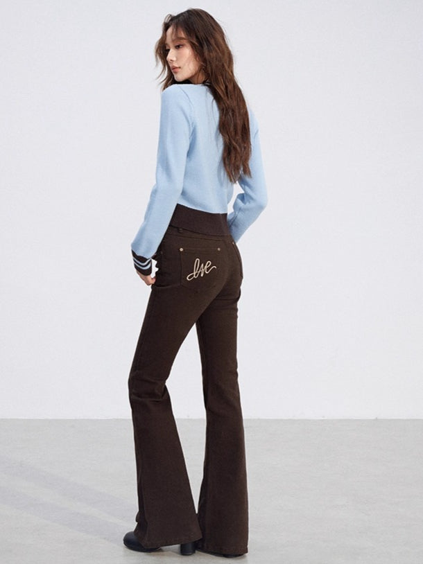 Vintage Square-Neck Layered Knit Blouse