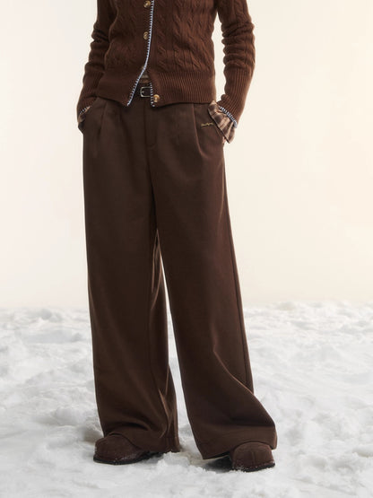 Fleece-Lined Relaxed Belted Trousers