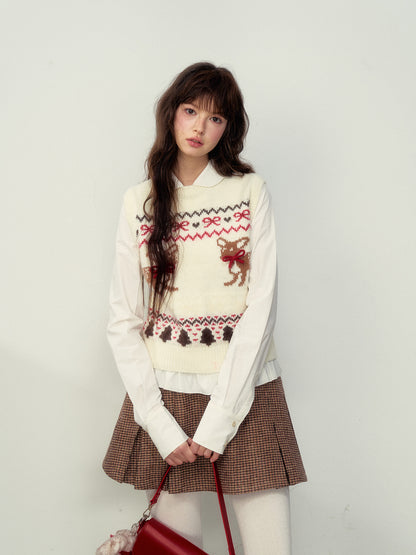 Fair Isle Deer Knit Tank Top