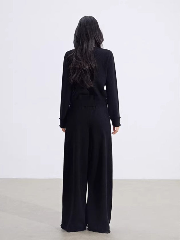 Mock-Layer Crop &amp; Wide-Leg Knit Set