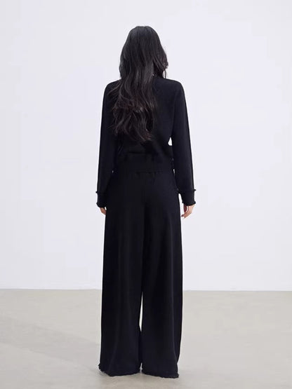 Mock-Layer Crop &amp; Wide-Leg Knit Set