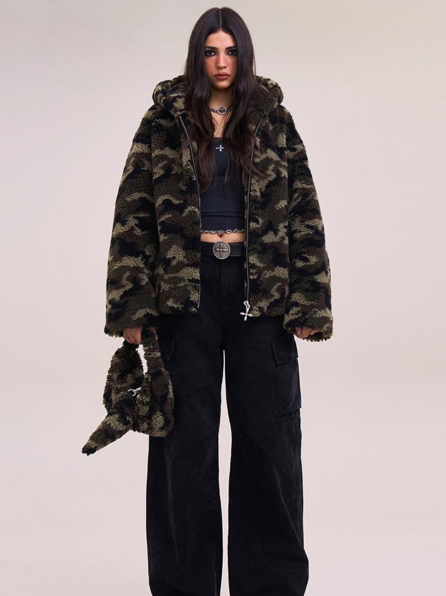 Cross Relic Oversized Faux Fur Hoodie