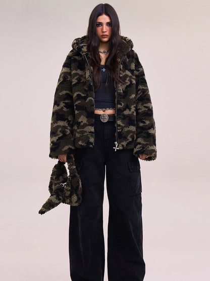 Cross Relic Oversized Faux Fur Hoodie