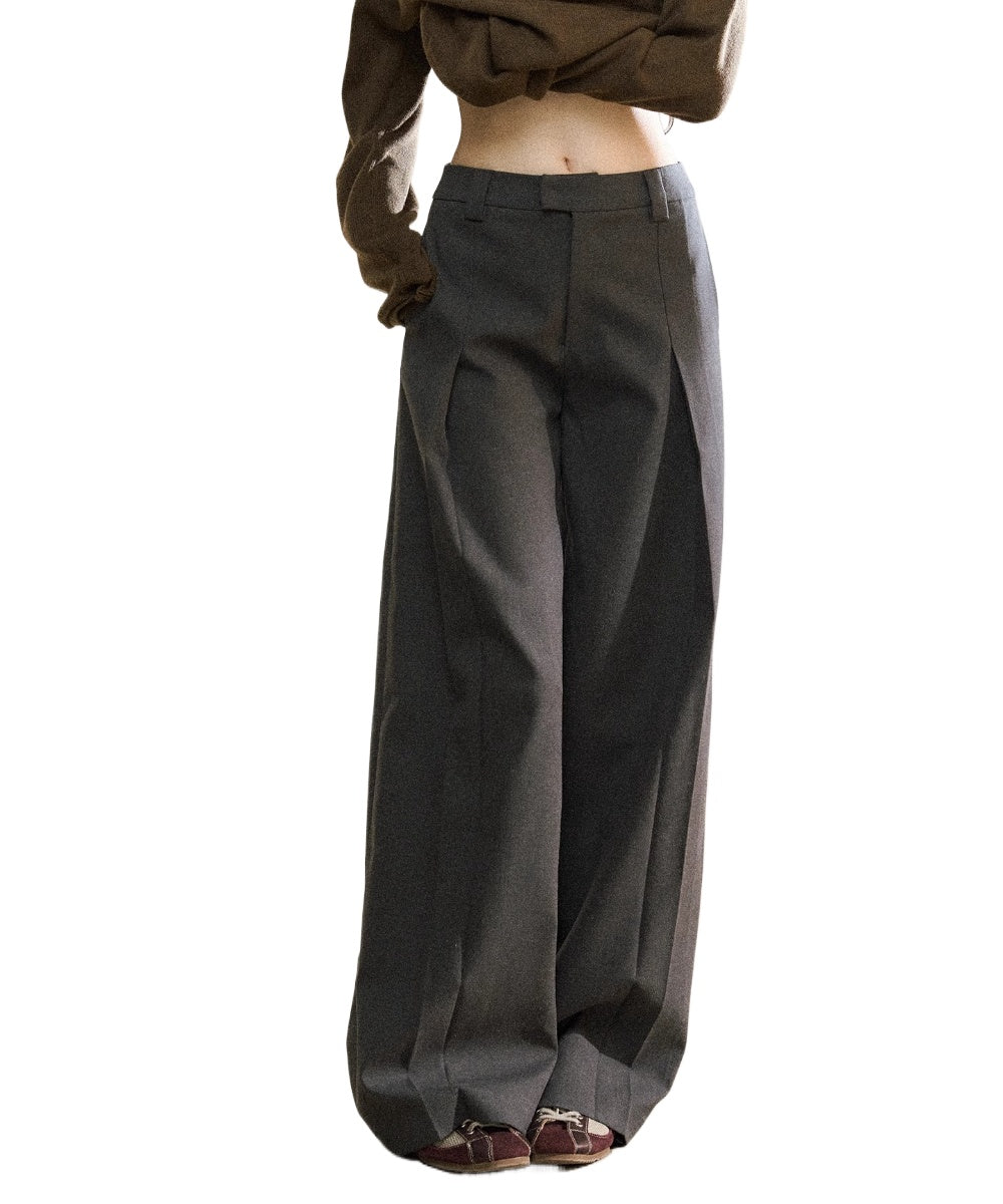 Tailored Draped Straight-Leg Trousers