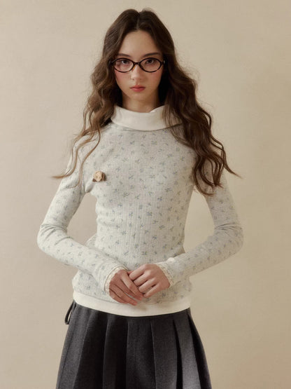 Knit Polo-Collar Long Sleeve T-Shirt